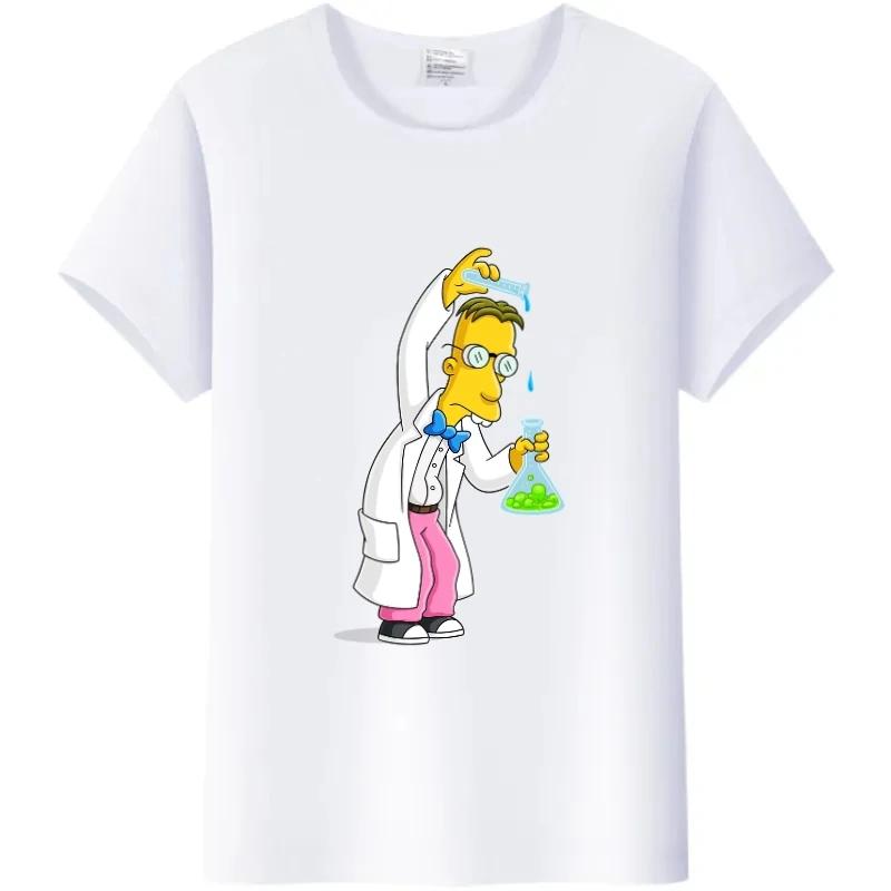 Casual Disney Cartoon Simpson Harajuku T-shirt Summer Blouses Ladies Men White Tees Tops Short Sleeve Blouses Women 90S Tshirt