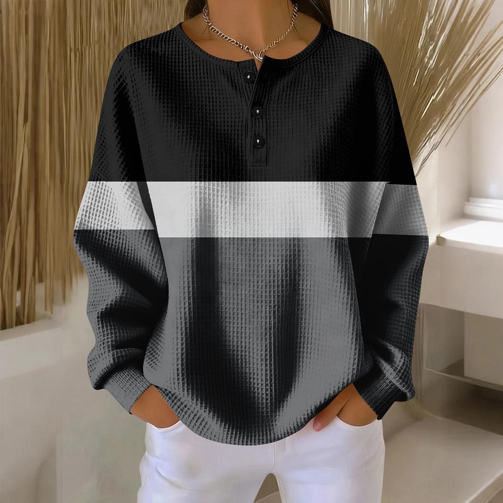 Women's Casual Shirts Long Sleeve Tops Button Up V Neck Loose Knit Fall Favorites For Women