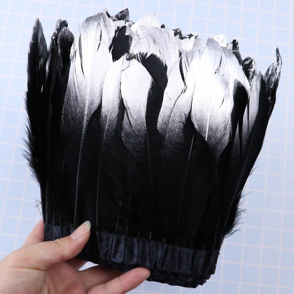1 Meter Soaked Goose Feather Decorative Ribbon Natural Swan Feather Decorative Wedding Dress Feather Dyeing 15-20Cm