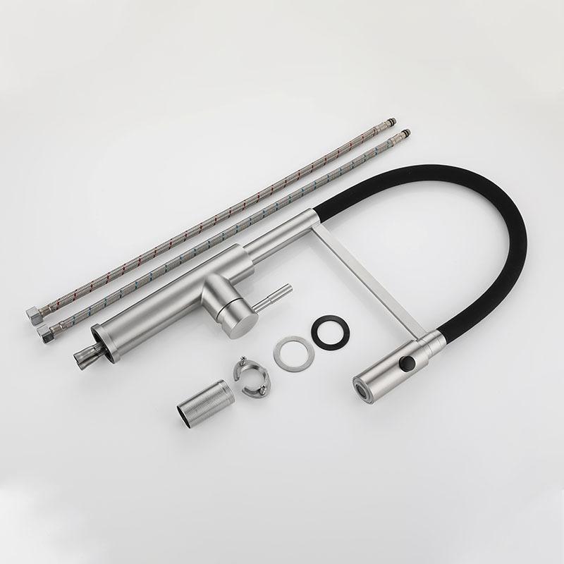 304 Stainless Steel Vegetable Basin Faucet Black Silicone Hose Faucet Kitchen Sink Faucet Nickel Hot And Cold Mixed Sink Tap