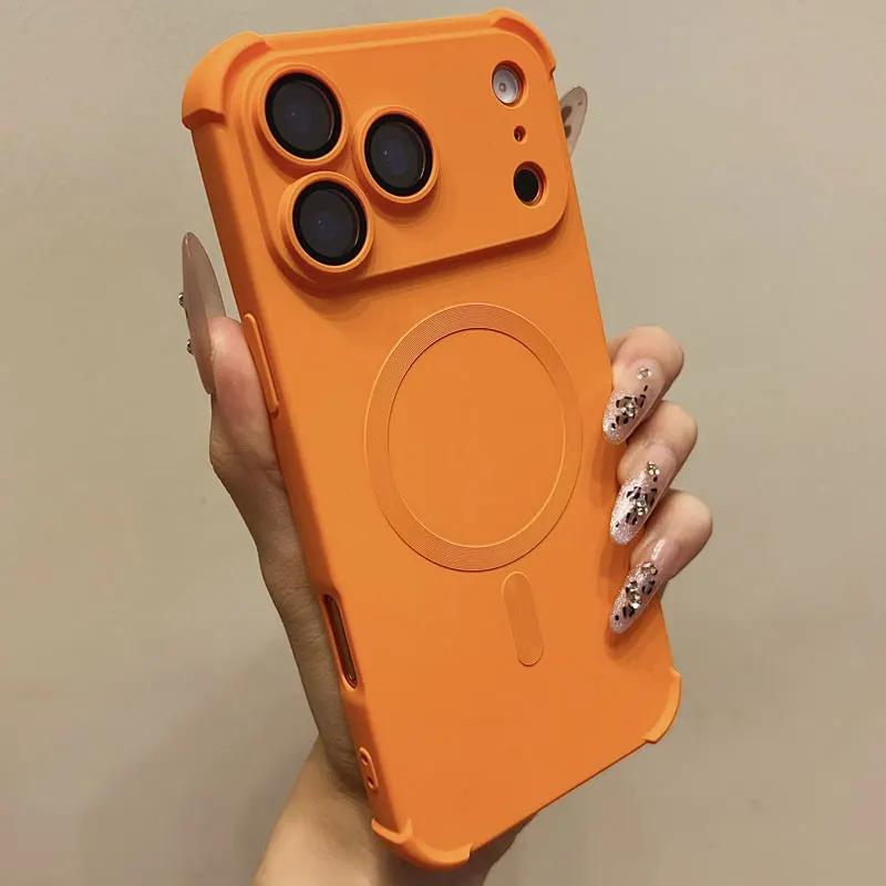 Luxusní magnetický nárazuvzdorný silikonový kryt na telefon Pro iPhone 17 16 15 14 13 12 Pro Max Plus Pro Magsafe Bezdrátové nabíjení Měkký kryt