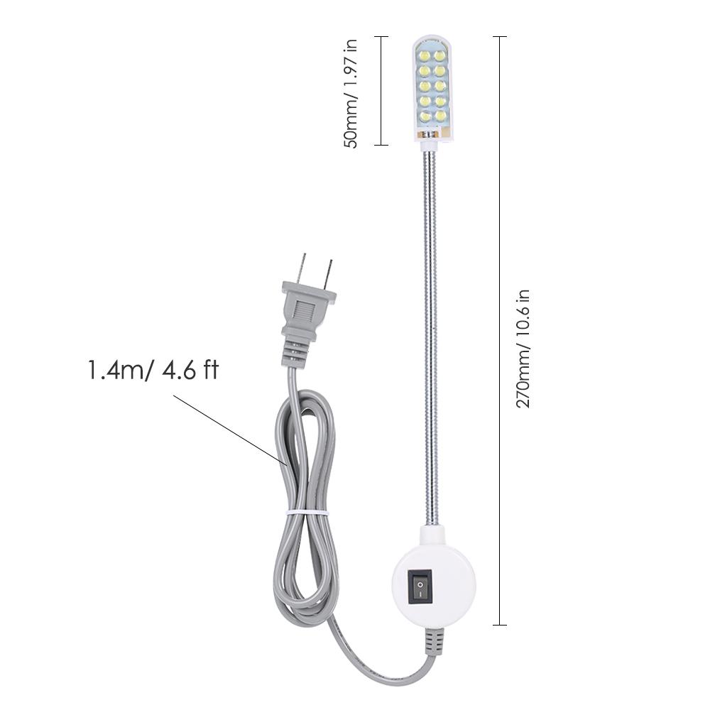 AC110 245v 0.5w 10 LED Sewing Machine Light Lamp Magnetic Fixed Base Button Switch Flexible Bendable Gooseneck