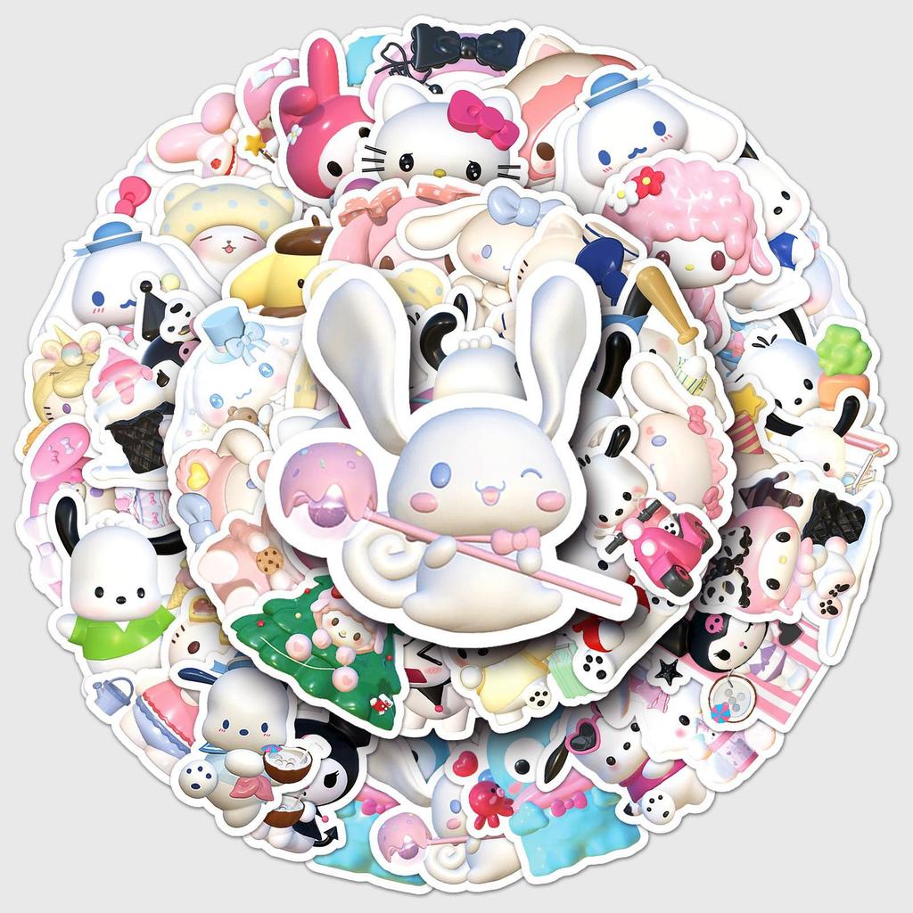 50 Cartoon Cinnamoroll Waterproof Stickers for Guitar, Notebook, Luggage, DIY.