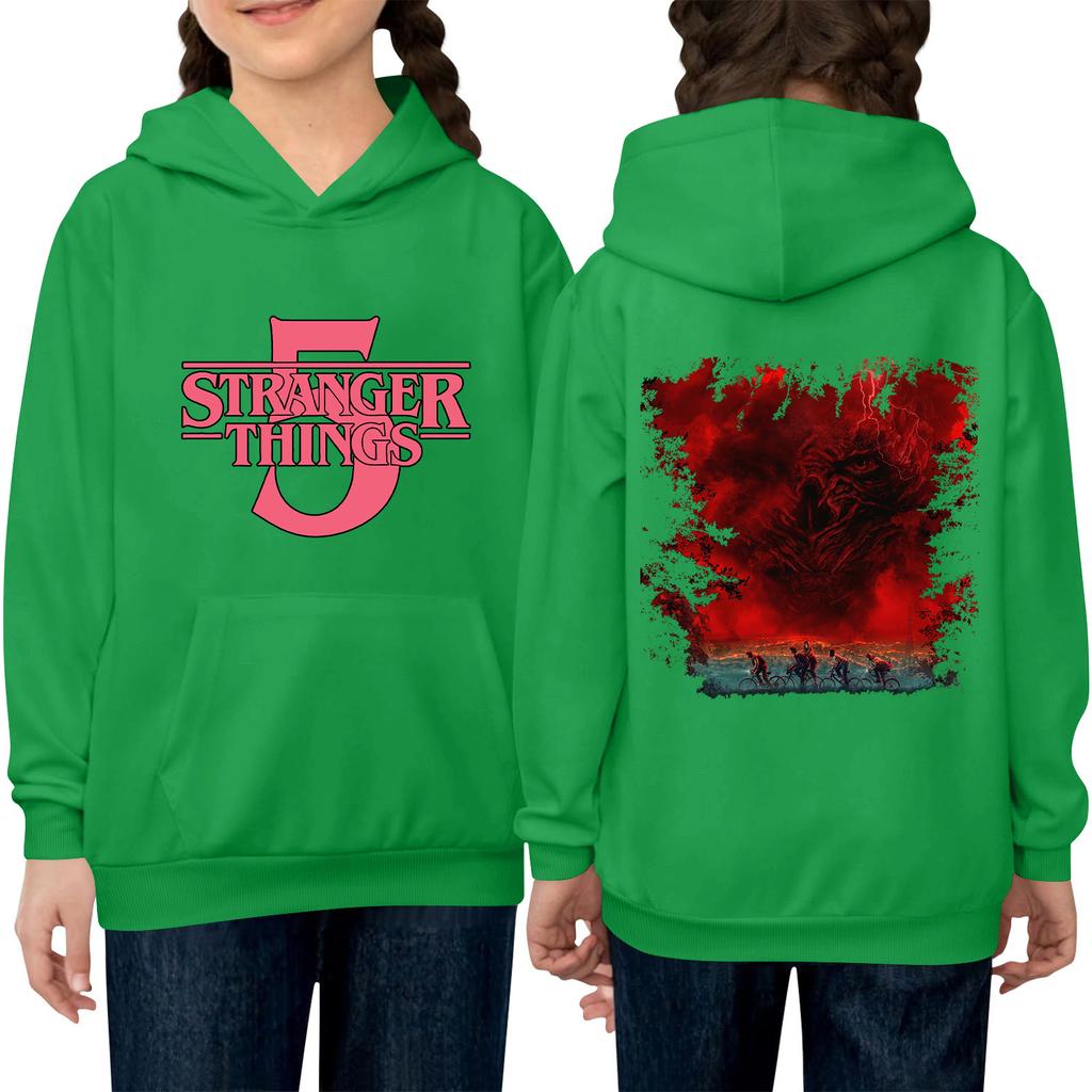 Dětská volná mikina s dlouhým rukávem a kapucí se stahovací šňůrkou a potiskem písmen