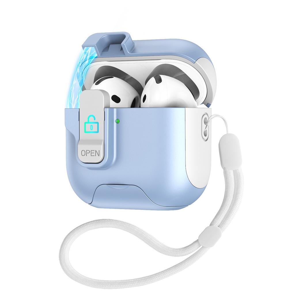 Security Lock Case for AirPods 4 3,Compatible with AirPods 4th Case,Automatic Magnetic Lock with Phone Holder,Shockproof Cover