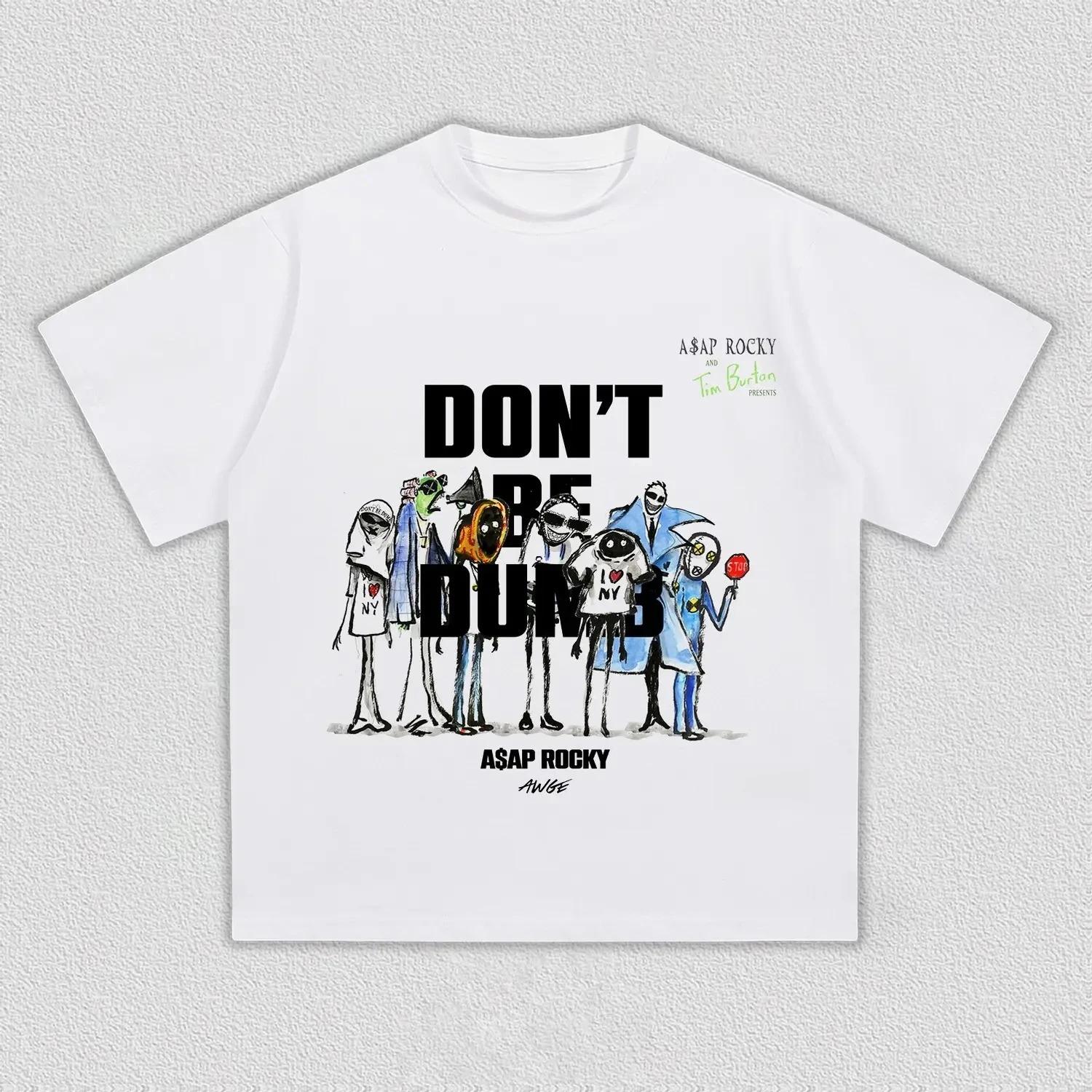 

2026 ASAP Rocky Dont Be Dumb Album Graphics Cotton Men Shirt Summer Oneck Womens Y2k Hip Hop Short Sleeve Top Fan Gift 4XL
