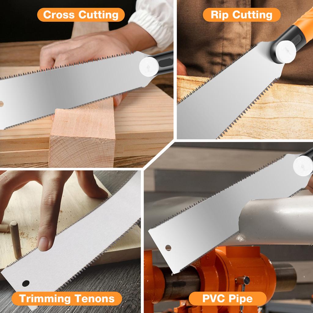 Japanese Pull Saw Double Edge Hand Saw SK5 Flexible Replaceable Blade Professional Hand Saws for Wet & Dry Wood Woodworking Tool