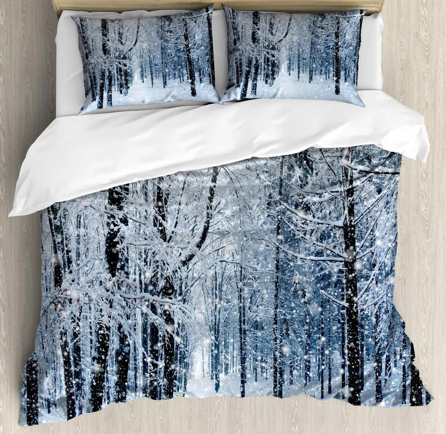 

Comforter Winter Merry Xmas Theme Delicate Snowflakes Cold Freezing Weather Vintage Holiday Pattern Room Decorative Women Kids Comforter (quilt)-EU Single(135*200cm)3pcs