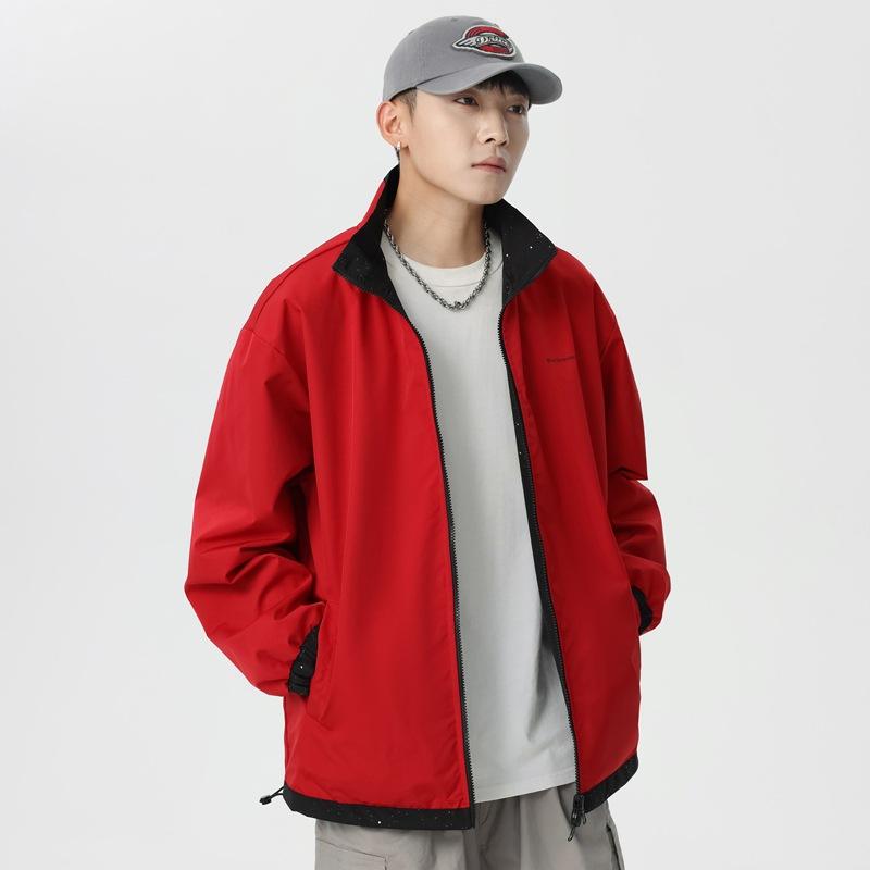 

Men s spring and autumn new men s reversible jacket men s jacket loose couple fashion two-open jacket top 3XL