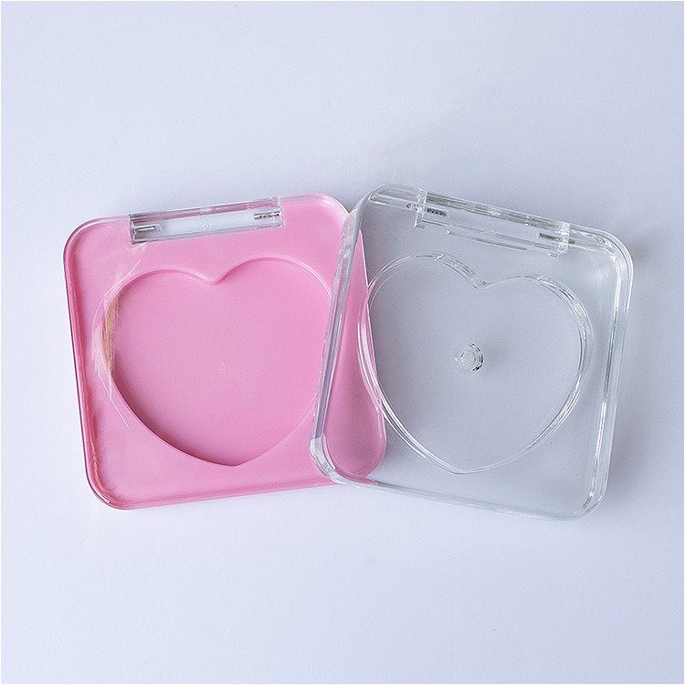 5PCS Square Heart Blush Compact Set Transparent, Multi-Color Refillable Case for Highlighter Concealer Foundation