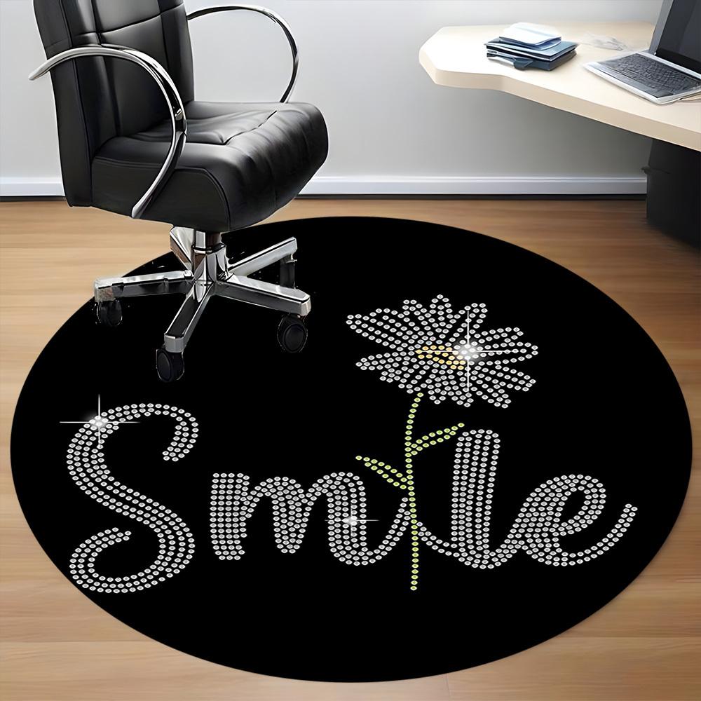 1pc Smile, FlowerChair Carpet for Office, Indoor Non-Slip Washable Polyester Fiber Carpet, Mat For Office, Machine Washable