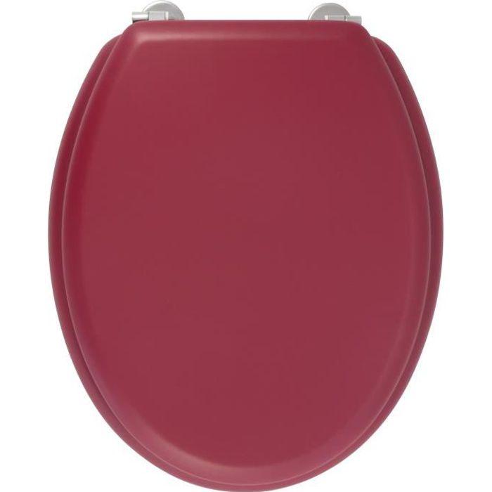 GELCO DESIGN Abattant WC Dolce - Charnieres inox - Bois moulé - Rouge cardinal