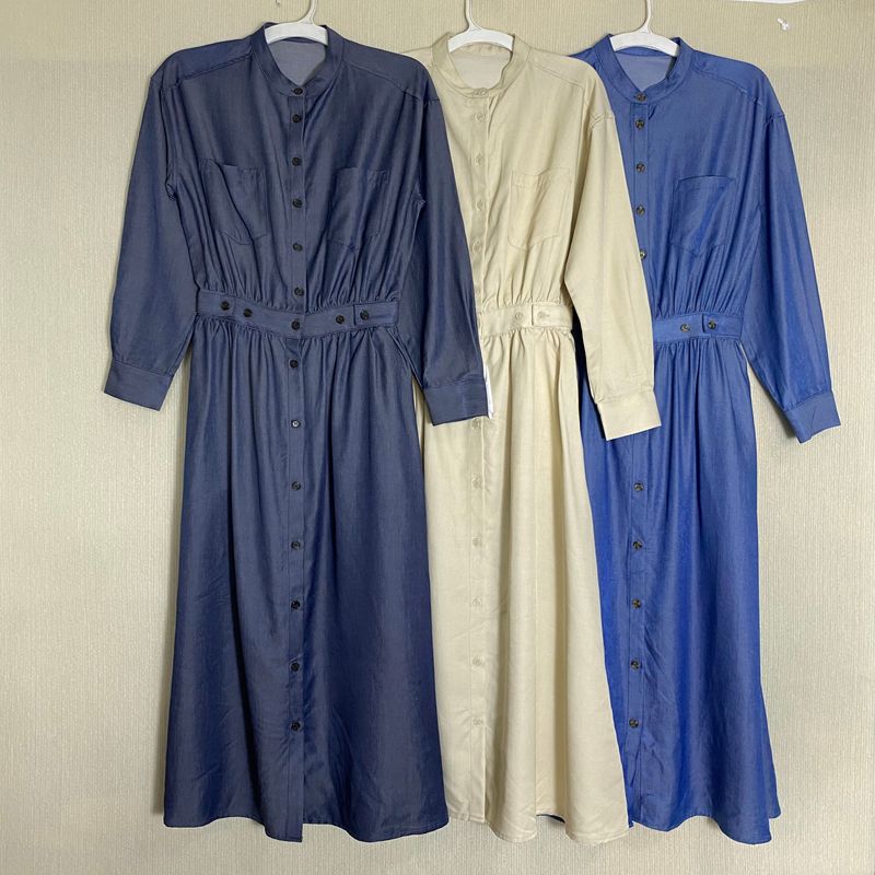 

Экспорт Экспорт Оригинальный Заказ Остатки Сток Стойка Воротник Высокая Талия С Контролем Талии Длинный Рукав Платье Женское Стильное Нишевый Стиль Высокое Весна и Осень Milk white blemish All yards