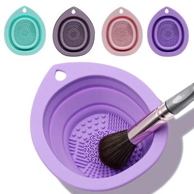 Szilikon sminkecset tisztító összecsukható kozmetikai ecset tisztító tál púder puff Beauty szivacs mosószőnyeg kefék súrolópárna