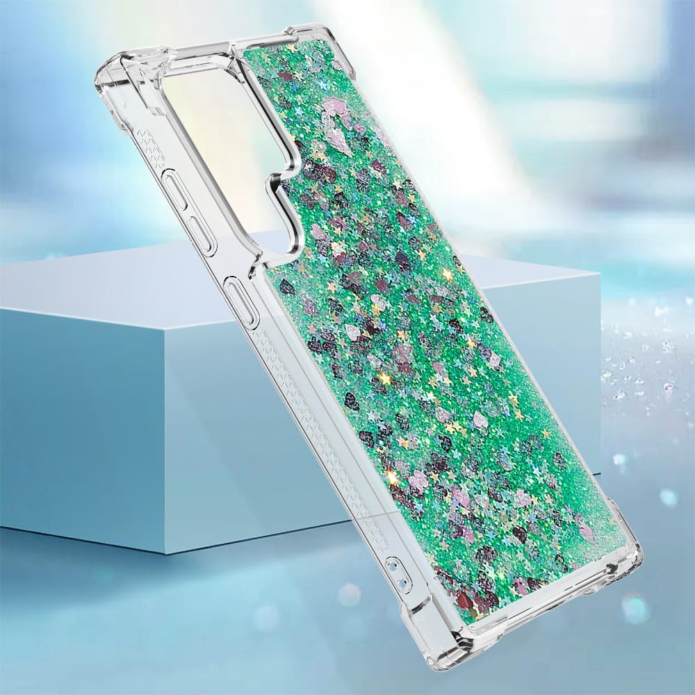 Case for Samsung Galaxy S24 Ultra, Glitter TPU Cover Clear Flowing Quicksand with Anti-Fall Bumper Corner Shockproof Protection Women Girly Case for