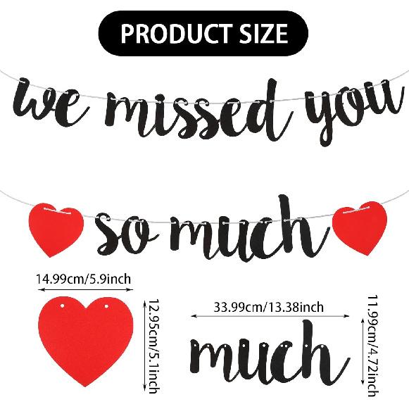 Welcome Home Banner, We Missed You So Much Banner, Welcome Home Decorations for Family Reunion Friends Back Graduation Happy Friendsgiving Signs