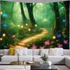 Magic Forest Wall Tapestry Mysterious Hanging Decor Psychedelic Trippy Landscape Tapestries Aesthetic Room Decor Bedroom Blanket