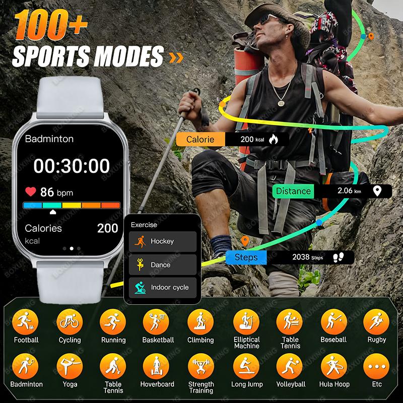 New Smart Watch Men 1.83'' AMOLED Screen 700MAH Outdoor Sports IP68 Waterproof Heart Rate GPS Grack Bluetooth Call Smartwatches