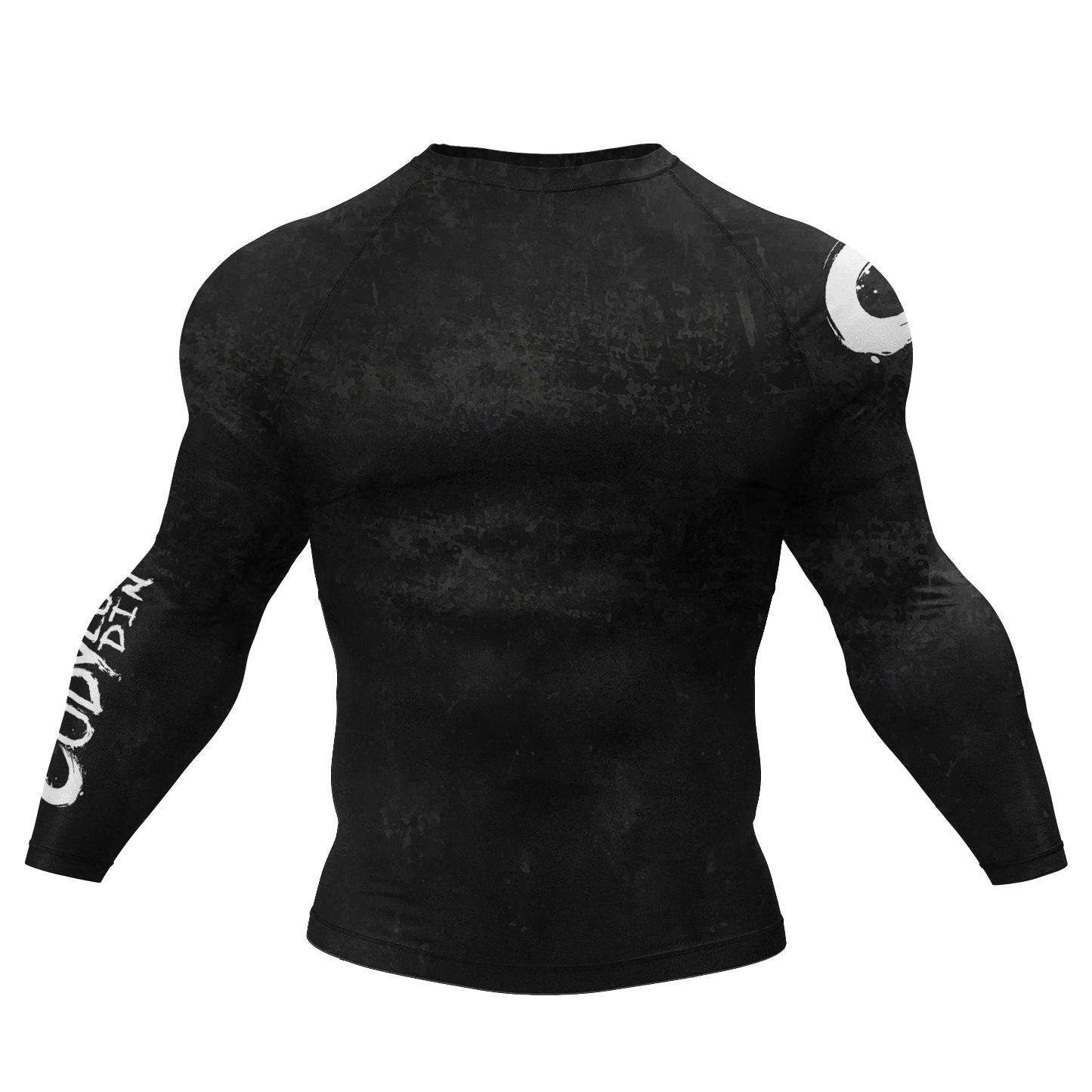 Мужская быстросохнущая футболка с длинным рукавом для бега - Дышащая, облегающая L