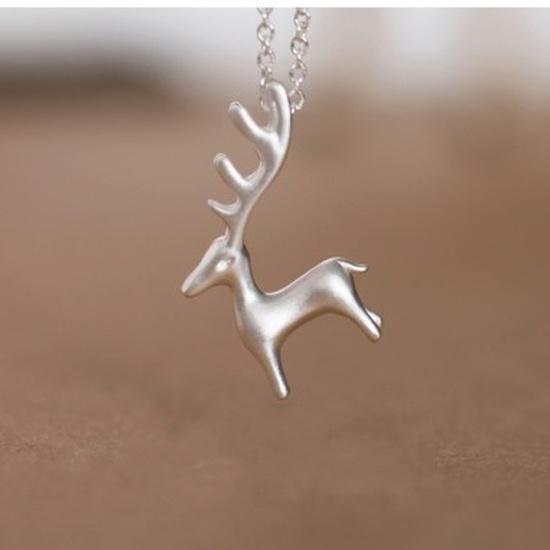 Simple Cute 925 Sterling Silver Elk Necklace for Women 3D Animal Pendant Choker Necklaces Summer Party Accessories