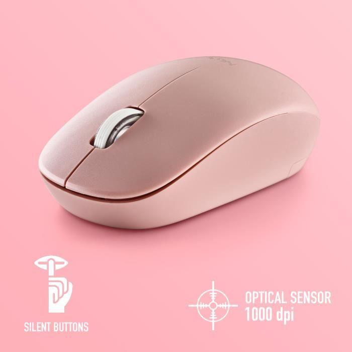Souris Optique Sans Fil - NGS - FOG PRO PINK - 1000 DPI - Boutons Silencieux - Ambidextre