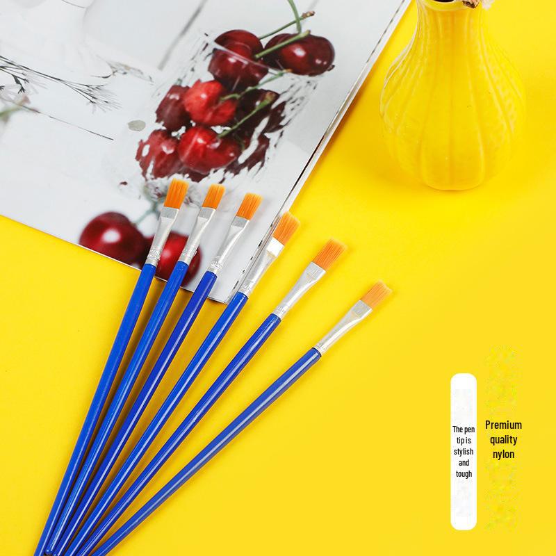 Children's Watercolor Brush Set with Acrylic, Oil Painting, and Hook Pens. Includes Nylon and Plastic Brushes with Flat and Row Pen Heads.