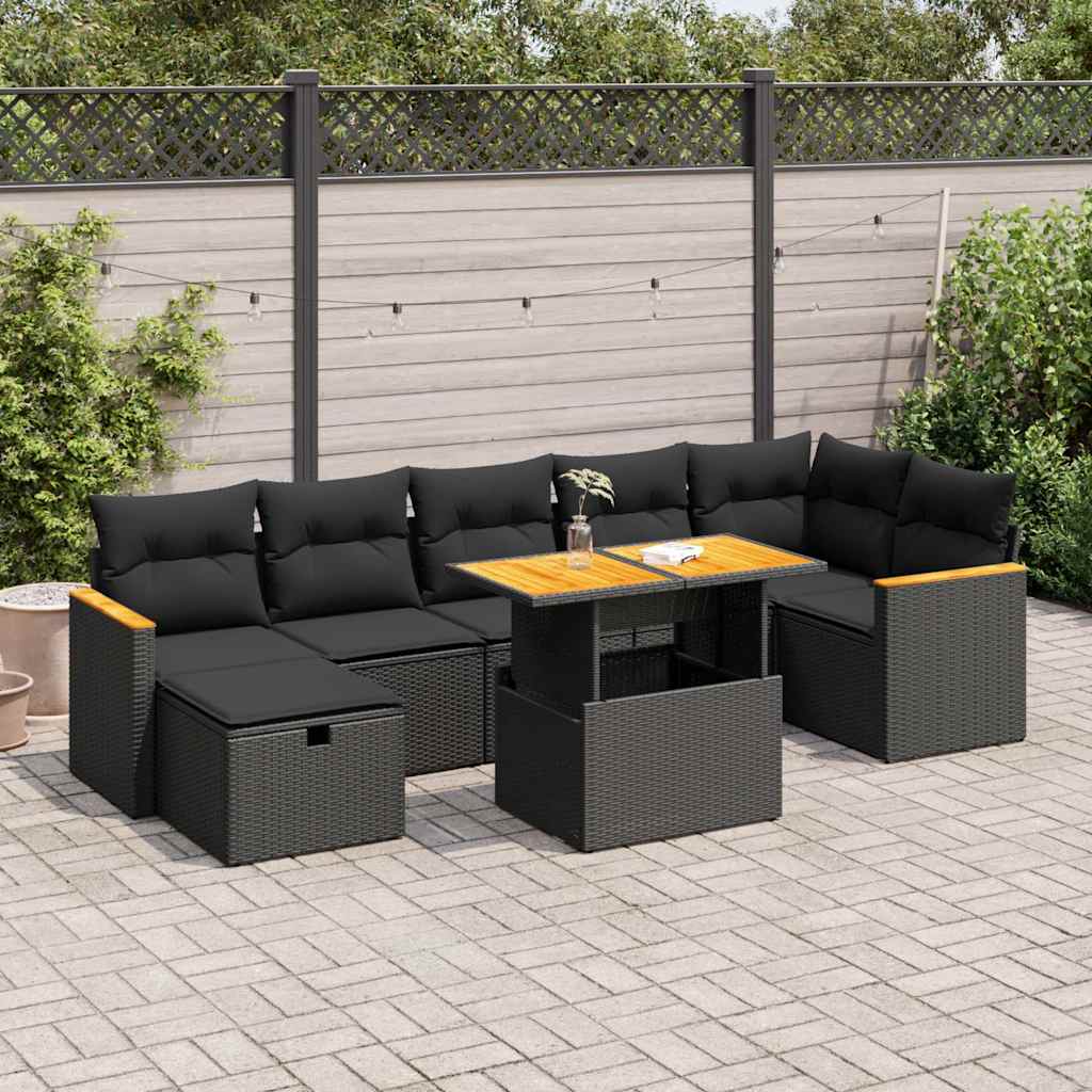 Vidaxl 5-Cz. Tuin Lounge Set, Kussens, Zwart Rotan PE
