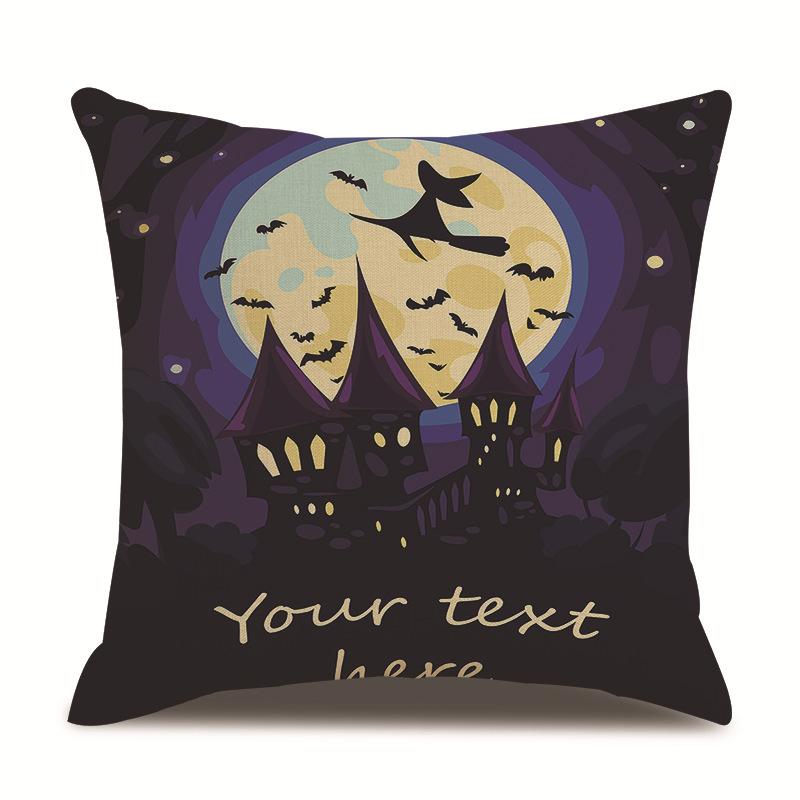 Halloween Linen Pillow Cover Printed Pillow Cover