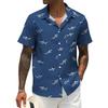 Men's Button-up Short-sleeved Hawaiian Shirt, Summer Tropical Beach Shirt for Vacation Fishing