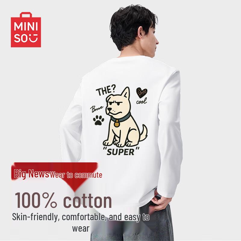 

MINISO Men s Pure Cotton Long-Sleeve T-Shirt 4XL