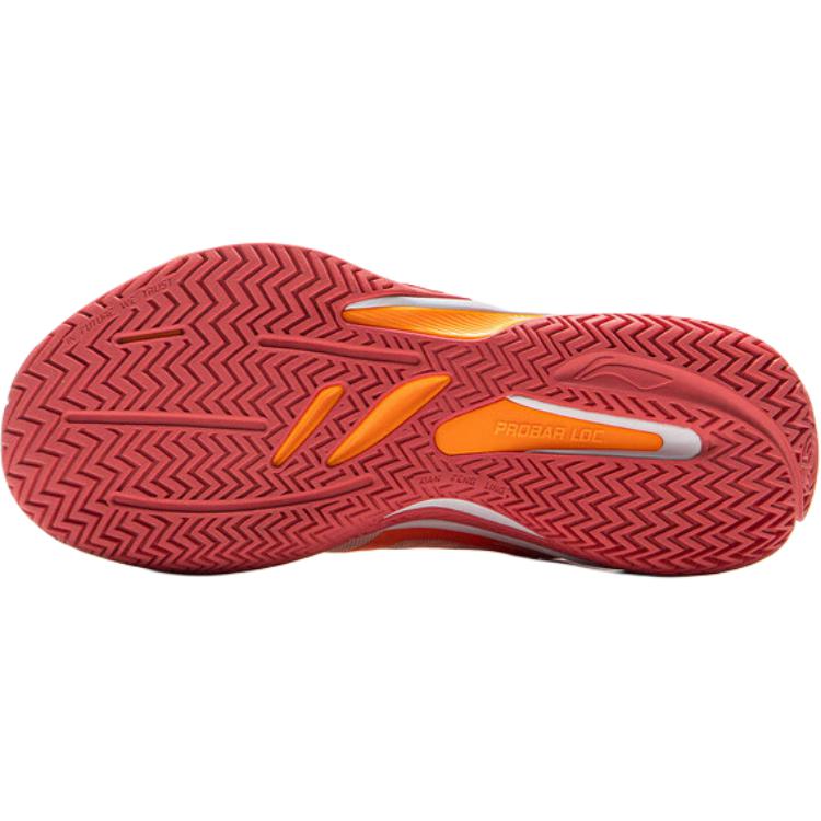 Li Ning Kids Synthetic Leather Fabric Comfortable Versatile Rebound Support Low Top Basketball Shoes Unisex Basketball Shoes White Orange YKBV022-3