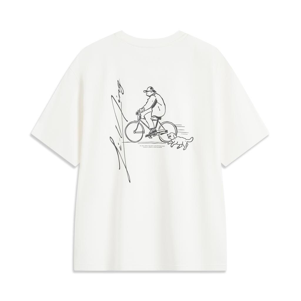 Li Ning Sports Trend Series Comfortable Casual Simple Moisture Wicking Printed Drop Shoulder Loose Short Sleeve T-Shirt Unisex T-Shirts AHSV177-5