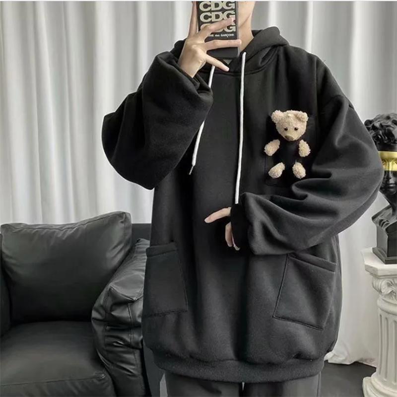 

Осенний дизайн, верхнее пальто, толстовки, свободные, с капюшоном, отправить милый свитер с медведем для мужчин M
