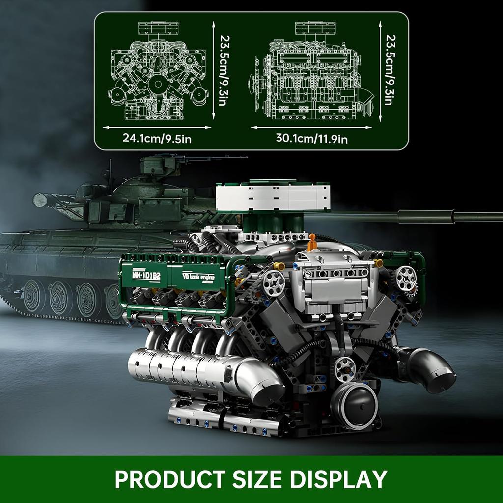 MOULD KING 10182 Technische Auto Spielzeuge Der Motorisierte V8 Panzermotor Baustein Bausatz Panzermotor Stein Kinder Weihnachtsgeschenk
