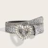 Love Rhinestone Buckle Belt Women'S Wind Wide Belt Decorative Personality Sequined Jeans Belt