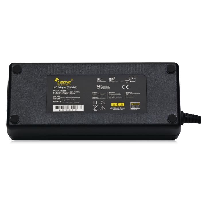 Câble adaptateur chargeur 150 watts pour différents appareils: routeurs, moniteurs et écrans lcd, tft, etc 12v 12.5a 5.5* 2.5mm
