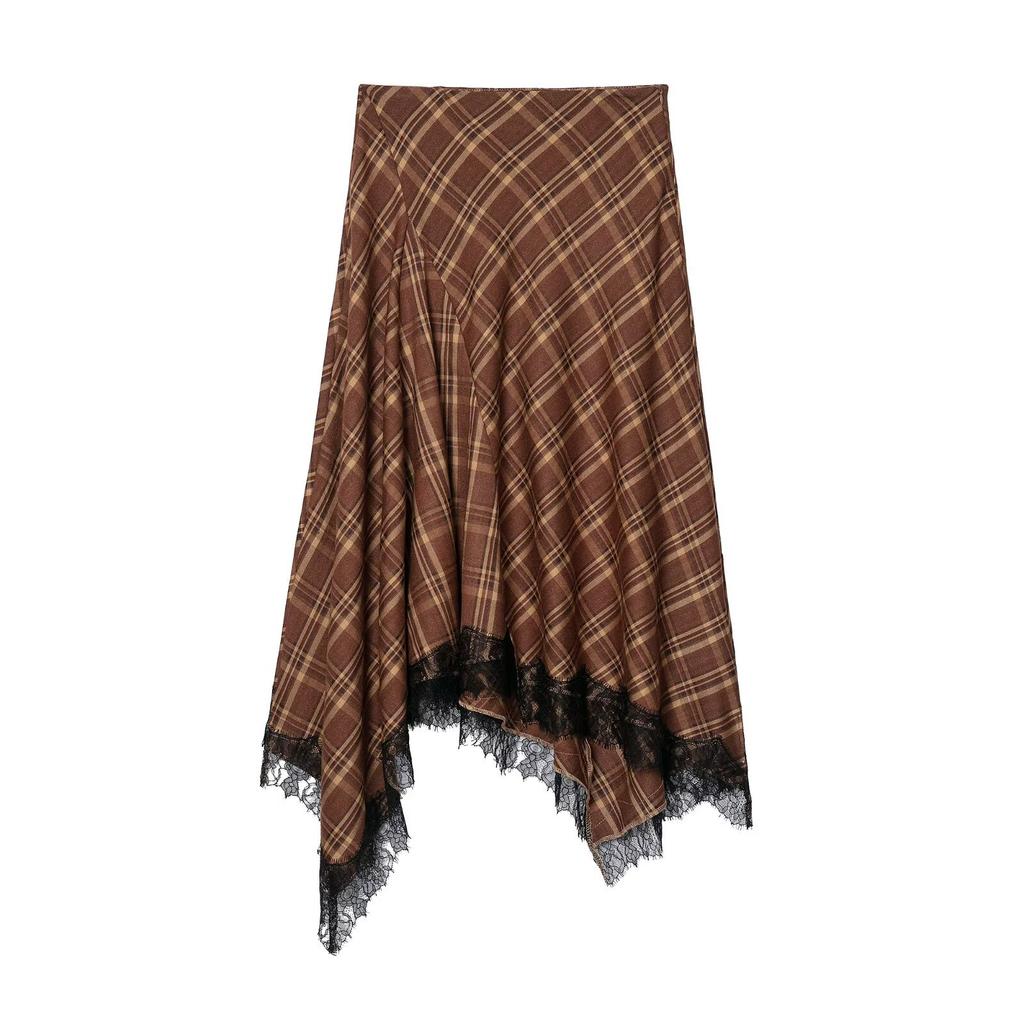 European and American Style, New Women's Clothing, Foreign Limited Edition Plaid Lace Skirt 9775/953/703