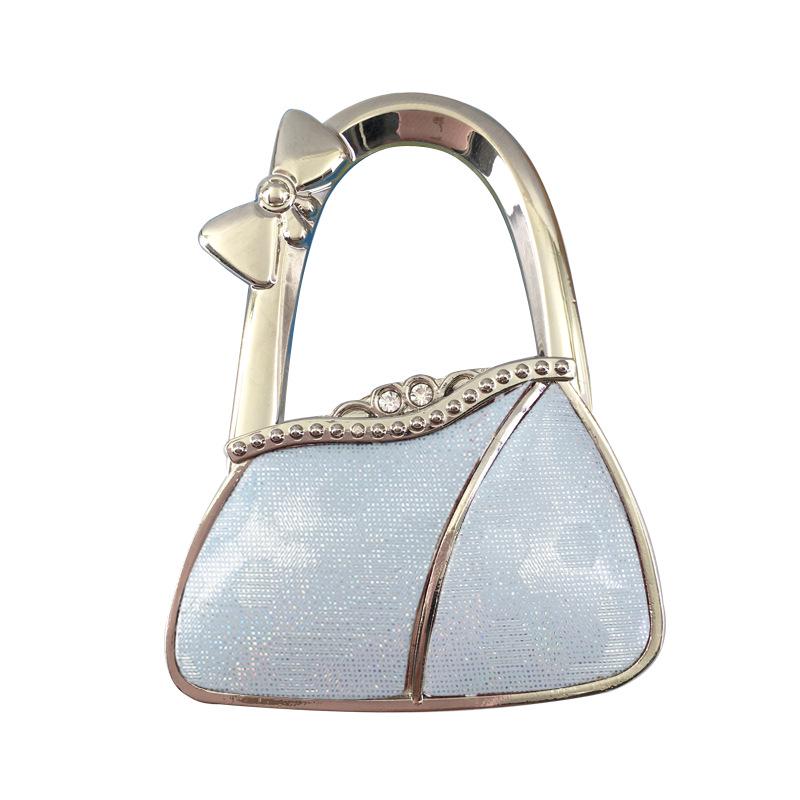 In Stock: New Style Dual-Diamond Folding Portable Metal Handbag Hook & Desktop Stand