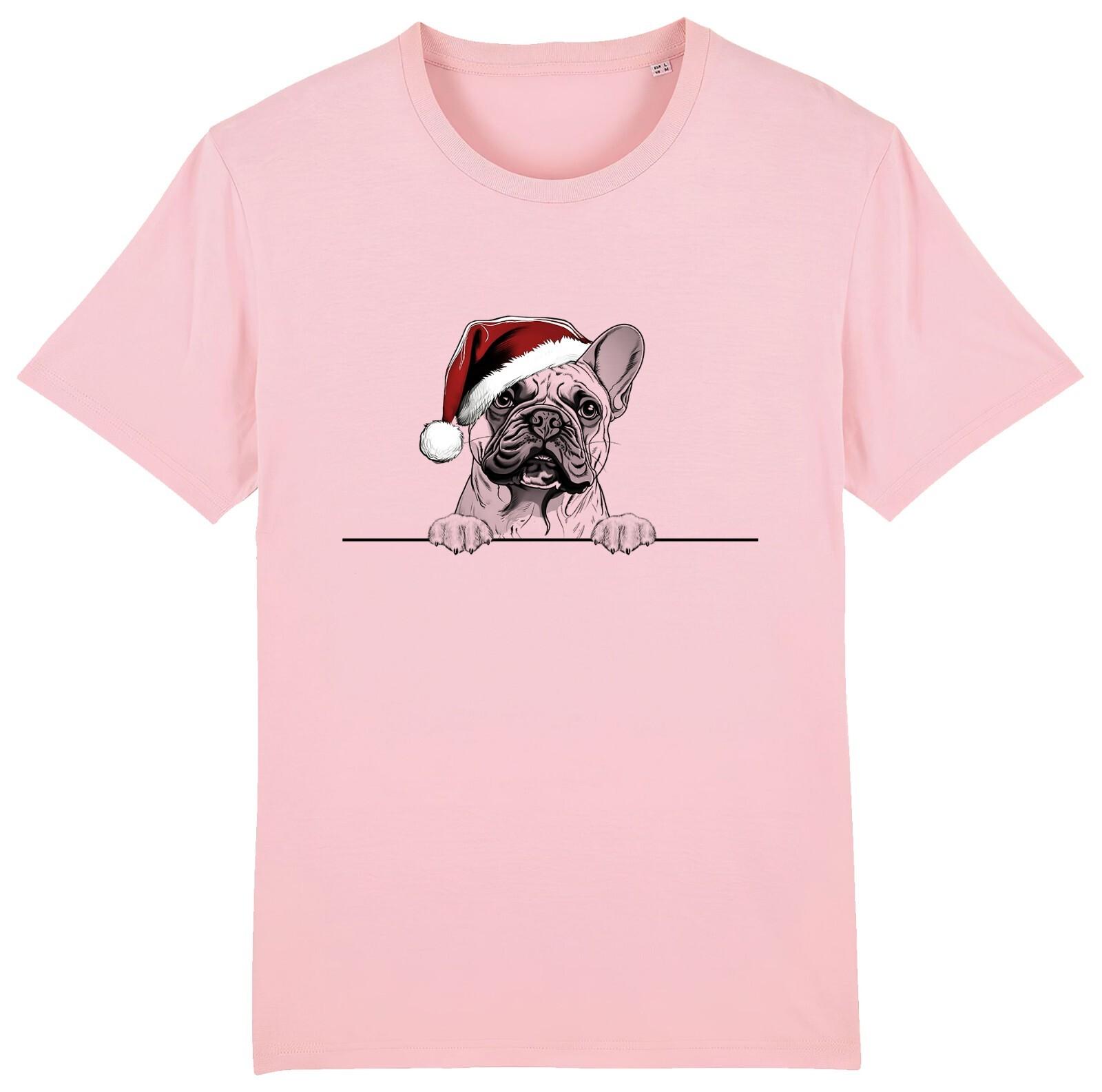FRENCH BULLDOG Christmas Dog T-Shirt Mens Womens Tees Top Mens Womens Dogs Gift Santa Frenchie S
