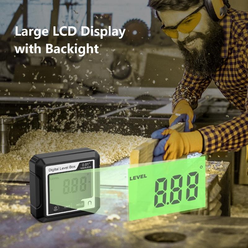 Digital Angle Finder Inclinometer Level Gauges High Accuracy 360 Measurement Magnetic Base ABS Construction for Home