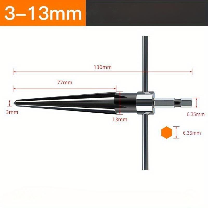Hex Hole Reamer Set - Hand Held Taper Cutter for Wood, Metal and Plastic - Drill Compatible Chamfer Tool Accessory
