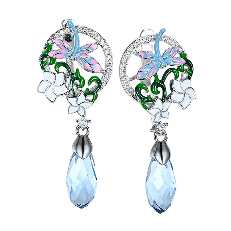 HUAMI Blume Fee Süße Ohrstecker für Damen Mode Jubiläumsparty Zirkon Weihnachts Schmuck Geschenk Hochzeit Trendige Ohrringe