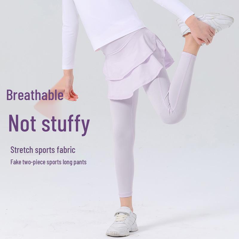 

2025 Kids Sports Quick-Dry Yoga Skirt Leggings with UV Protection 120 светло-розовый
