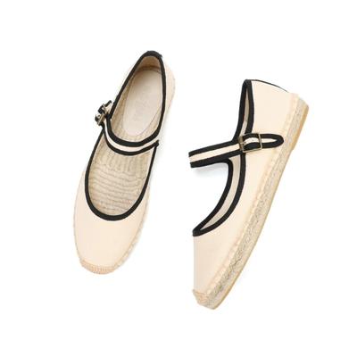 Stylish Mary Jane Espadrilles Women's Flat Shoes with Breathable Canvas Upper Ladies Loafers