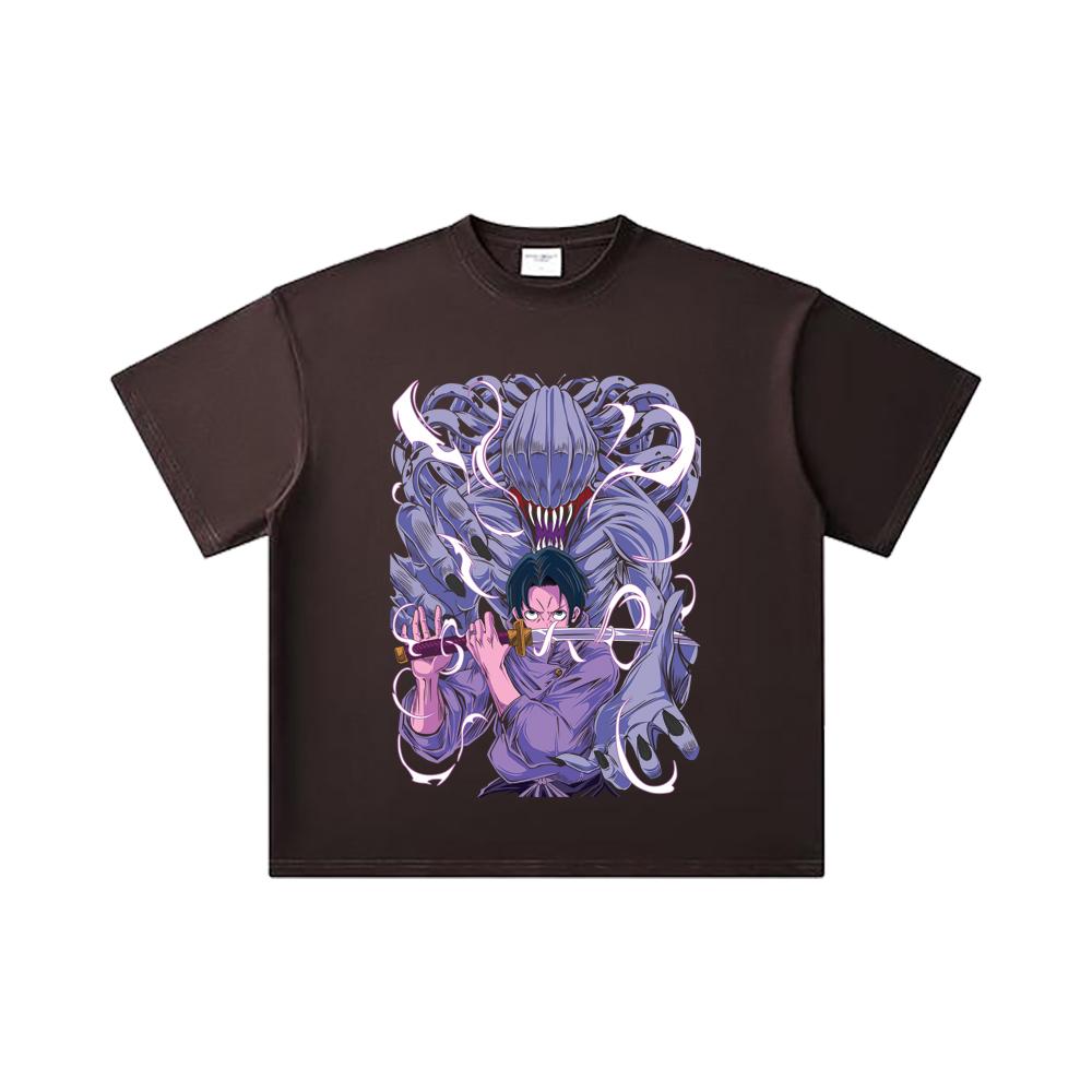 260 GSM Double Yarn 32 Count 100% Cotton Jujutsu Kaisen V52 Yuta Print Unisex Heavy Cotton T Shirt