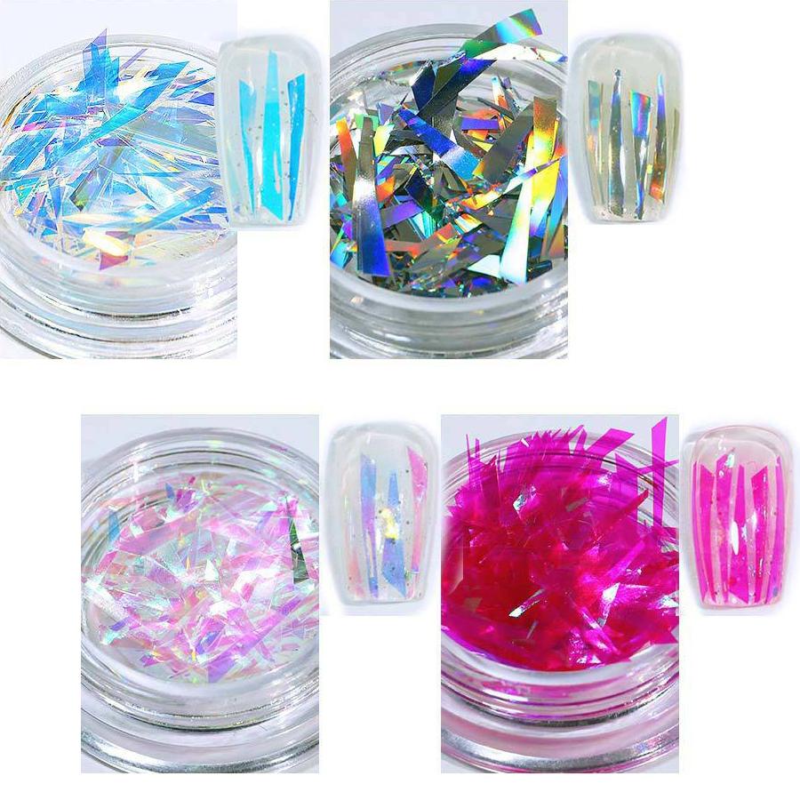 Aurora Fairy Nail Art Foil, Irregular Holographic Glass Paper Nail Decals, No Cutting Needed