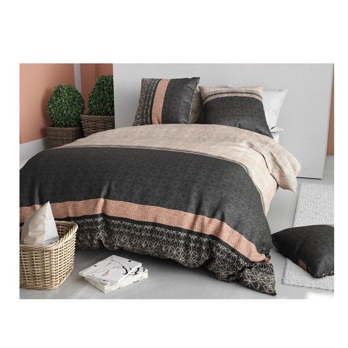 Parure de lit - Obsetnique - Housse 260x240 cm - 2 taies - Coton doux et respirant