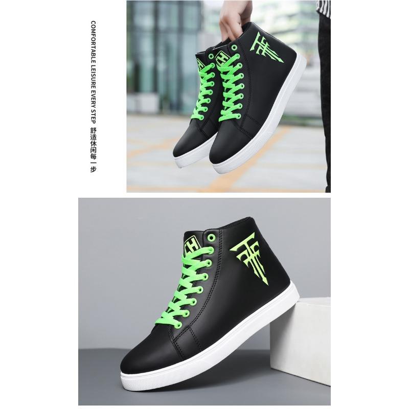 Large Men's Shoes, High Top Casual Board Shoes, Size 48, Medium Top Leather Surface, Waterproof and Anti Slip for Men