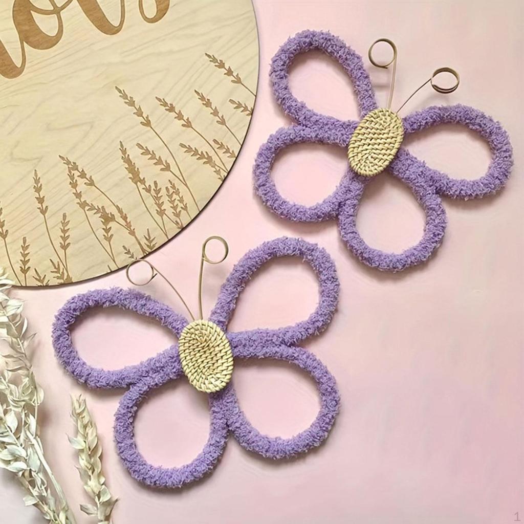 2 Pieces Butterfly Wall Art Decor Hanging Decoration Boho Bohemian Ornament Crafts for