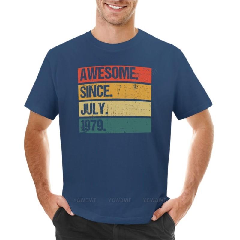 Awesome Since July 1979 | Made In 1979 | Vintage July 1979 T-Shirt Anime Men's T-shirts Man T-shirt Cotton Crew Neck Tshirt